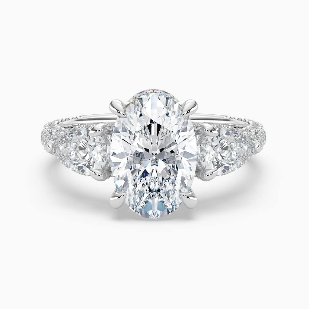 Auriya 14K Gold Lab Grown Diamond Oval Luxe Three Stone Pear Accent Engagement Ring 2.85 - 6.85ct. tw. (E-F, VS)