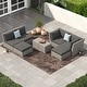 preview thumbnail 48 of 51, Corvus 8-piece Aluminum Wicker Patio Sectional Conversation Set