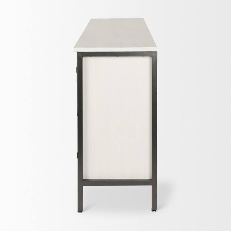 Savannah White Fir Veneer w/ Gray Metal 6-Drawer Sideboard - 62.6L x 15.8W x 31.5H