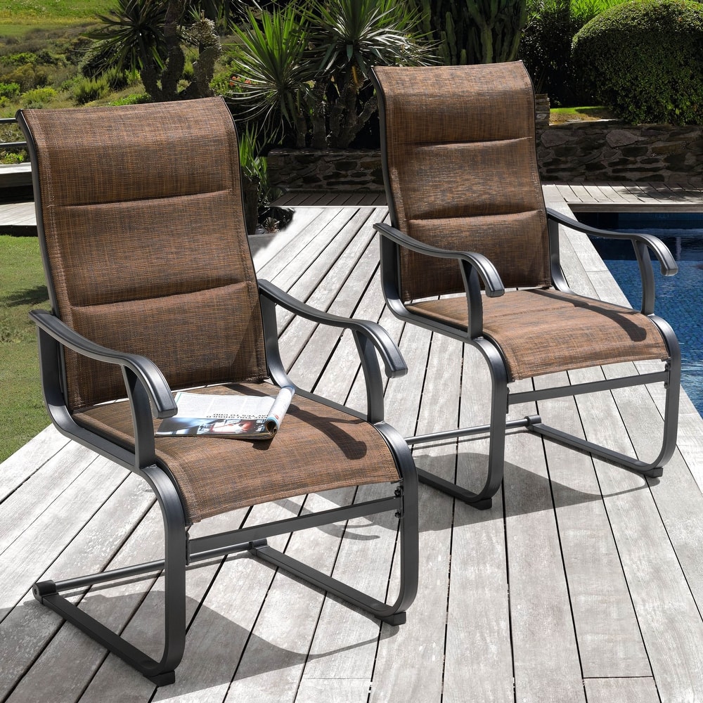 Outdoor Patio Dining Chairs, Breathable Textilene, Iron Frame