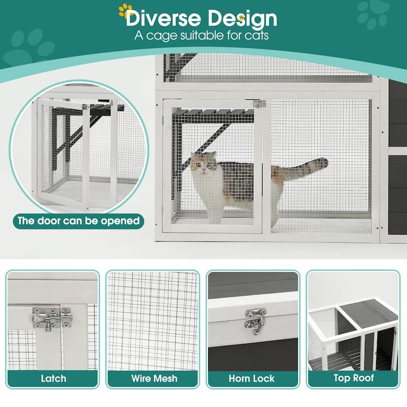 3-Tier Wooden Outdoor & Indoor Cat House