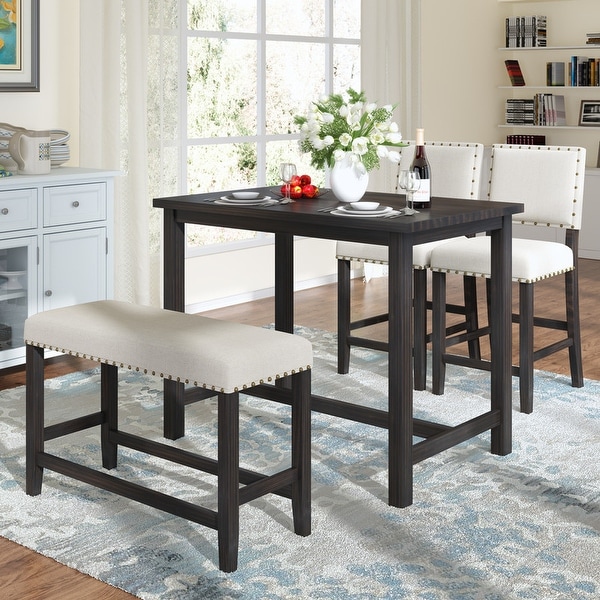 Dining room table with upholstered bench sales
