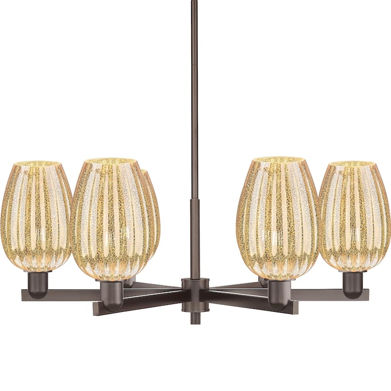 Innovations Lighting 716-6CR-14-24 Preston Chandelier Flute Preston 6 - Oil Rubbed Bronze / Mercury