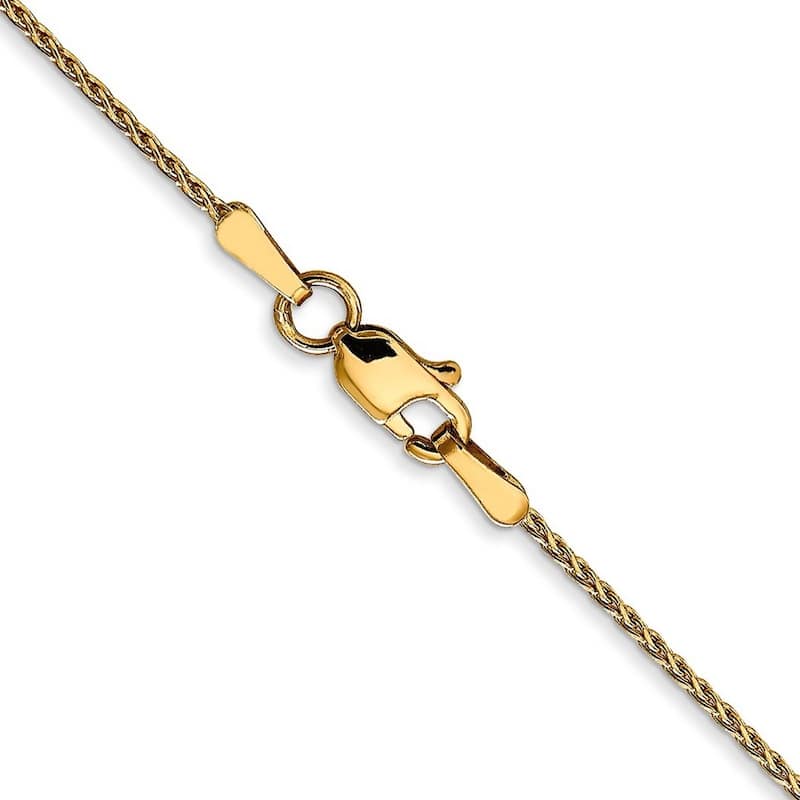 Curata 14k Yellow Gold 1.2mm Diamond Cut Wheat Chain Necklace (Lobster) Options: 16 18 20