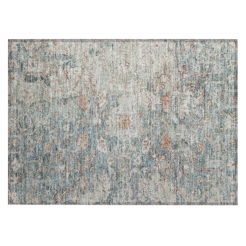 Machine Washable Indoor/ Outdoor Chantille Distressed Traditional Rug