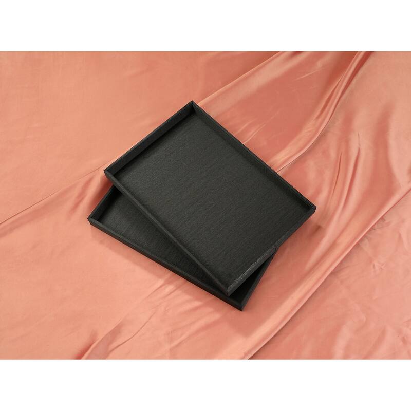 Set of 2 Stackable Fabric Jewelry Organizer Trays with Removable Dividers for Drawers, Jewelry Organizer Inserts Storage - Black