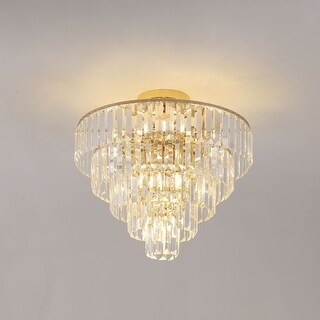 10-Light Gold 5-Tier Round Crystal Chandelier - Bed Bath & Beyond ...