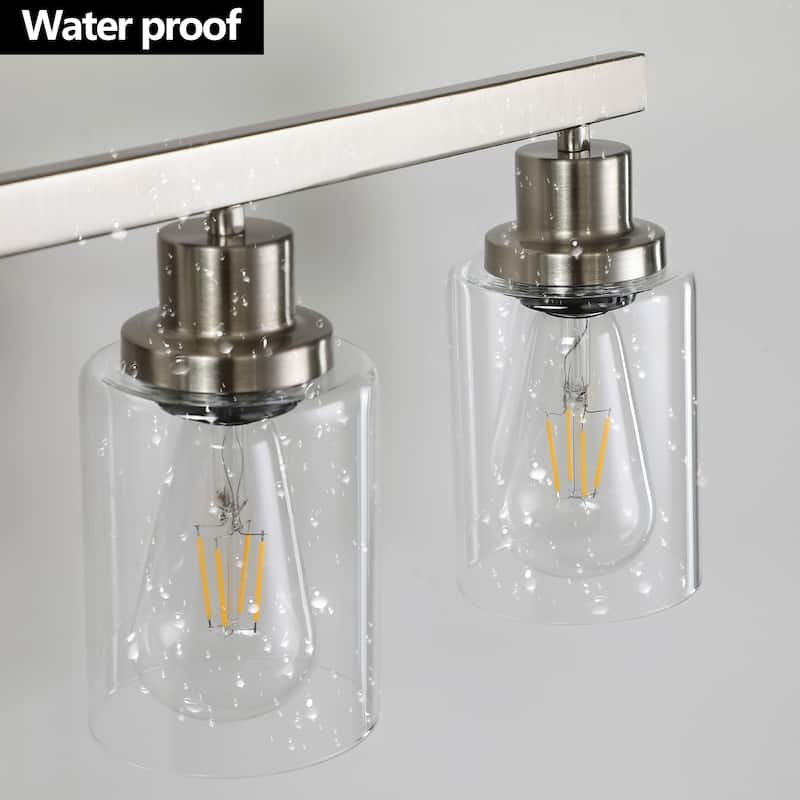 10-Light Bathroom Vanity - Clear Glass, Brushed Nickel - Wall Sconce