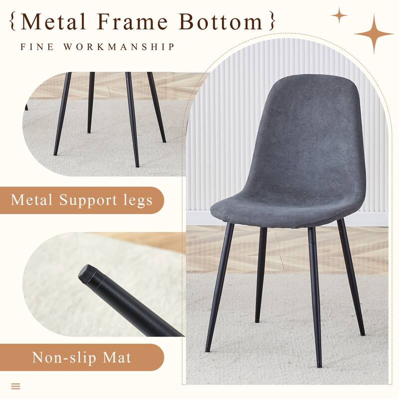 5-Piece Dining Table Set.67 * 35.4 inch wood grain MDF dining table With 4 Linen-Cotton Dining Chairs