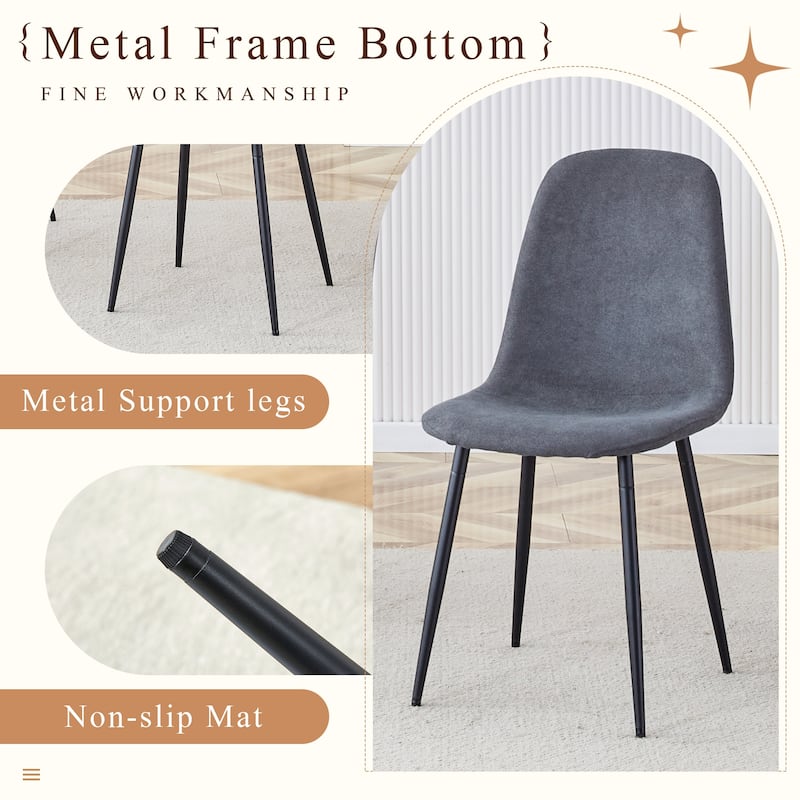 Kitchen Dining Table Set for 4/6/8, 67" Wood Table with Linen-Cotton Chairs, Stylish Dining Room Table Set for Gatherings