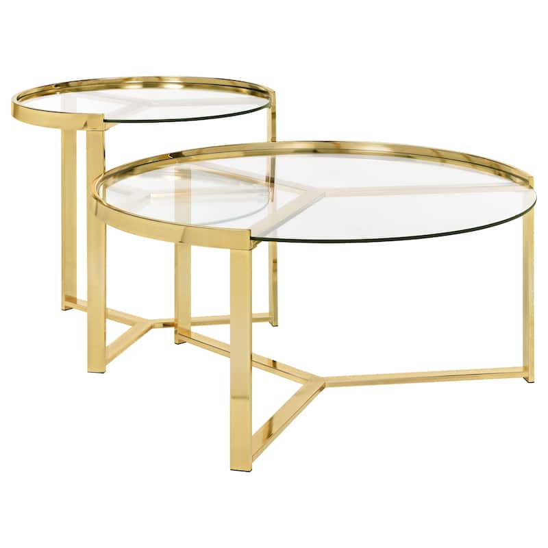 Delia 2-Piece Round Glass Top Nesting Coffee Table