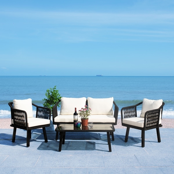 SAFAVIEH Outdoor Torsla 4-Piece Rope Patio Set. Opens flyout.