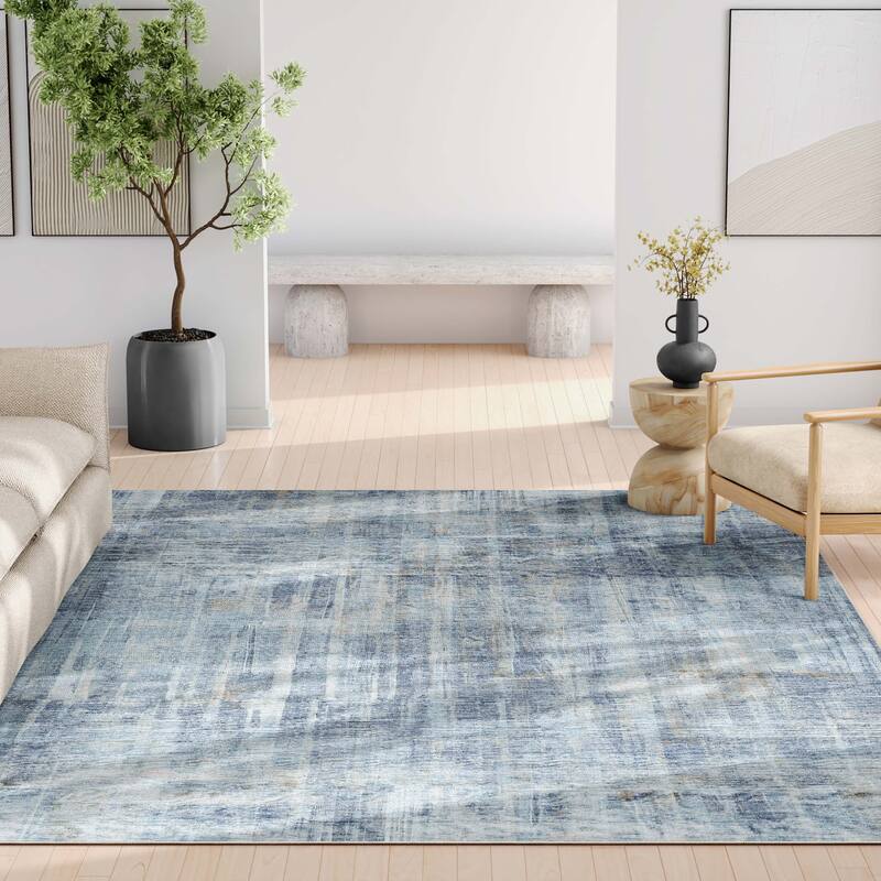 Well Woven Abstract Toronto Modern Brushstroke Flat-Weave Area Rug