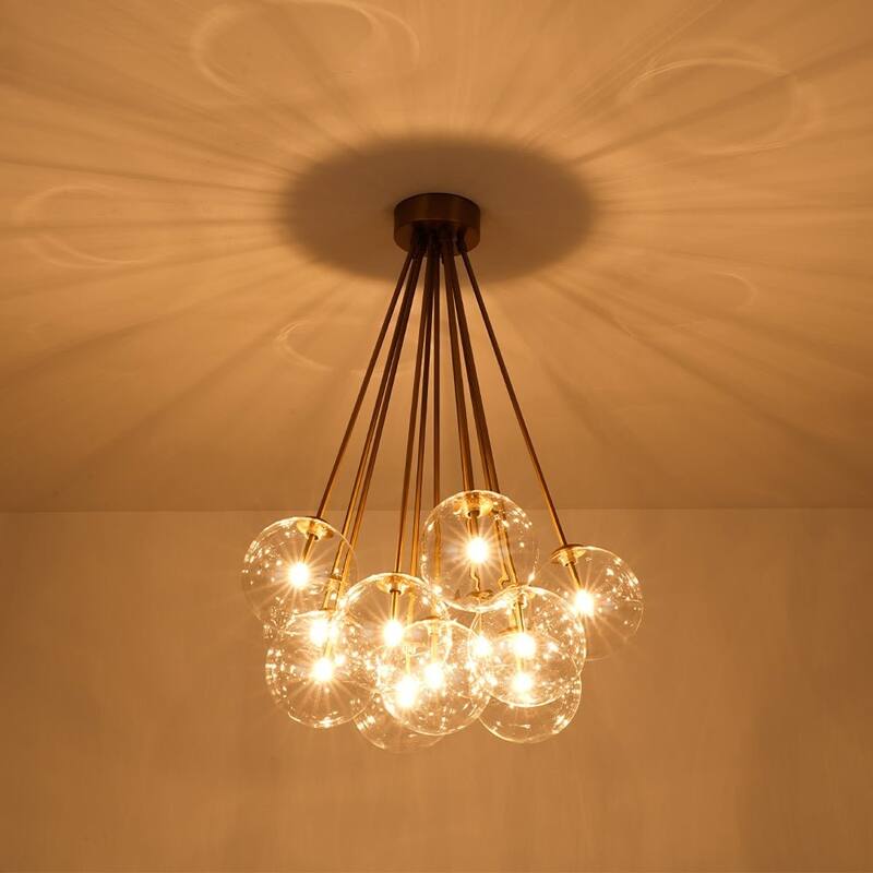 Glam 11-Light Dimmable Glass Bubble Sputnik Semi-flush Mount - N/A