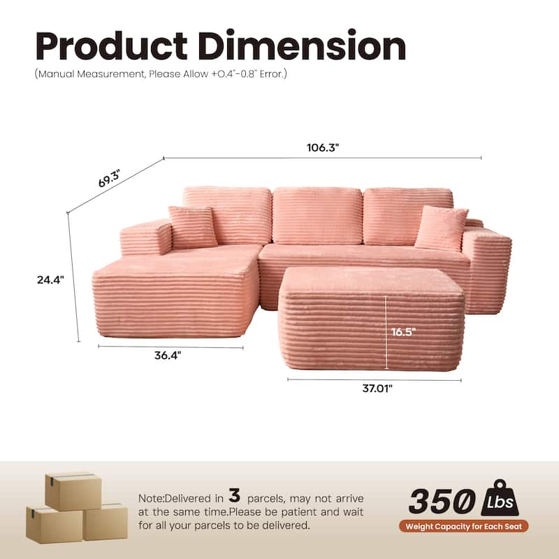​​OVIOS Lazy Chaise Lounge Sofa with Ottoman​
