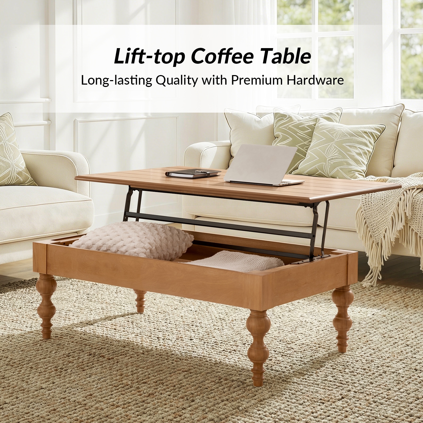 HULALA HOME Gaston Traditional Rectangular Coffee Table with