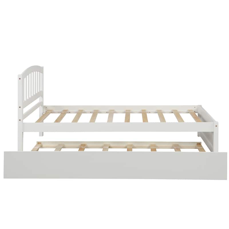 Platform Bed Wood Bed Frame with Trundle