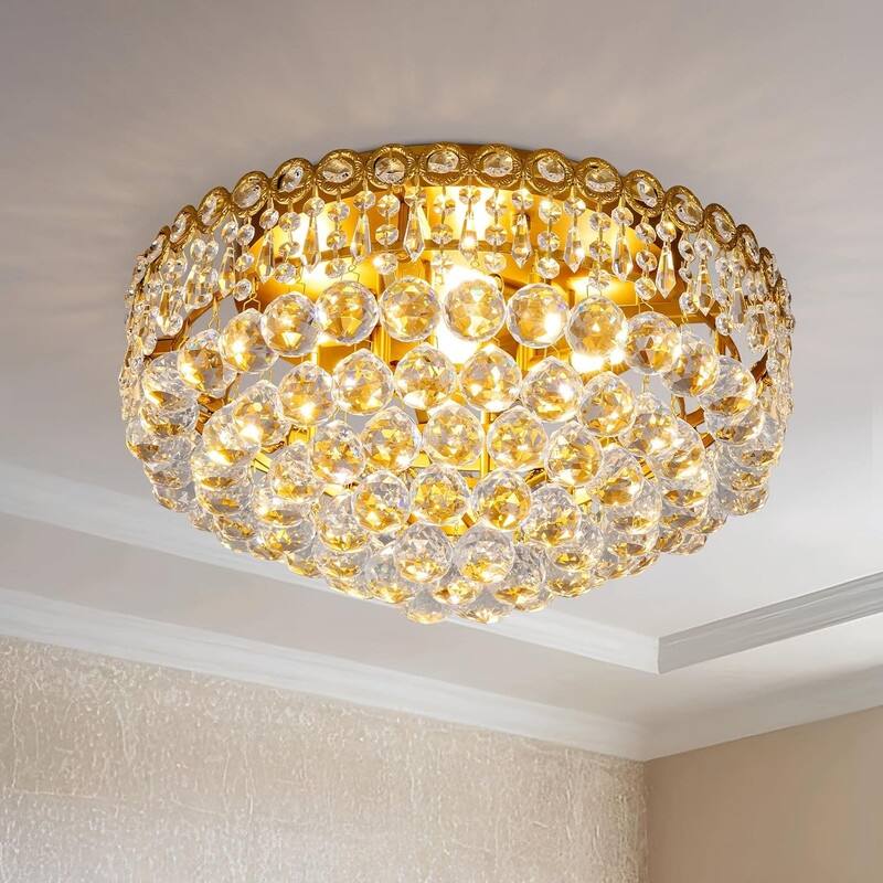 KAYLA 19-Lights High Ceiling Chandelier Modern Gold Crystal Chandeliers Large Foyer Chandelier Fixtures - 450 - Gold