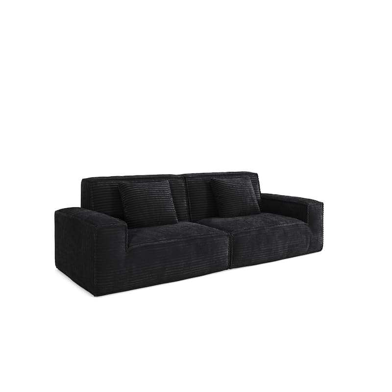 Anmytek Plush Modern Large Striped Fabric Vacuum Compressed Full Sponge High Rebound No-Assembly Sofa