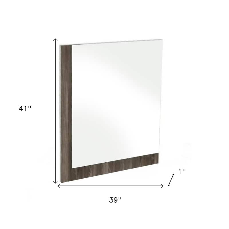 HomeRoots 41" Ebony Wood Framed Mounted Dresser Mirror - 39' X '41' X '1