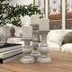 preview thumbnail 25 of 33, Mango Wood Turned Style Pillar Candle Holder (Set of 3) - White, Brown, Gold, Black, Light Blue, Cream, Silver