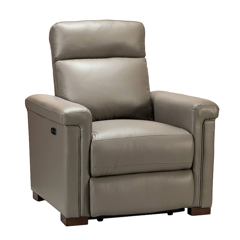Alicia 34.65" Wide Contemporary Classic Genuine Leather Power Recliner With USB Port