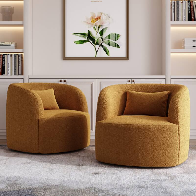 2Set Modern 360-degree Rotation Teddy Barrel Chairs