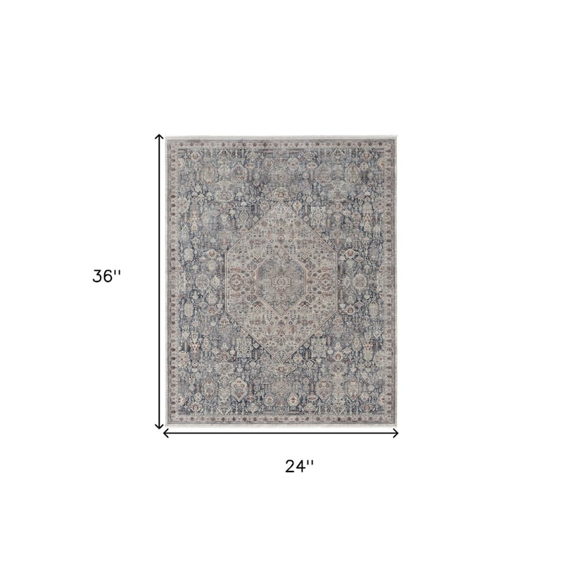 Weke Power Loomed Floral Traditional Stain Resistant Area Rug By HomeRoots - 2' x 3'