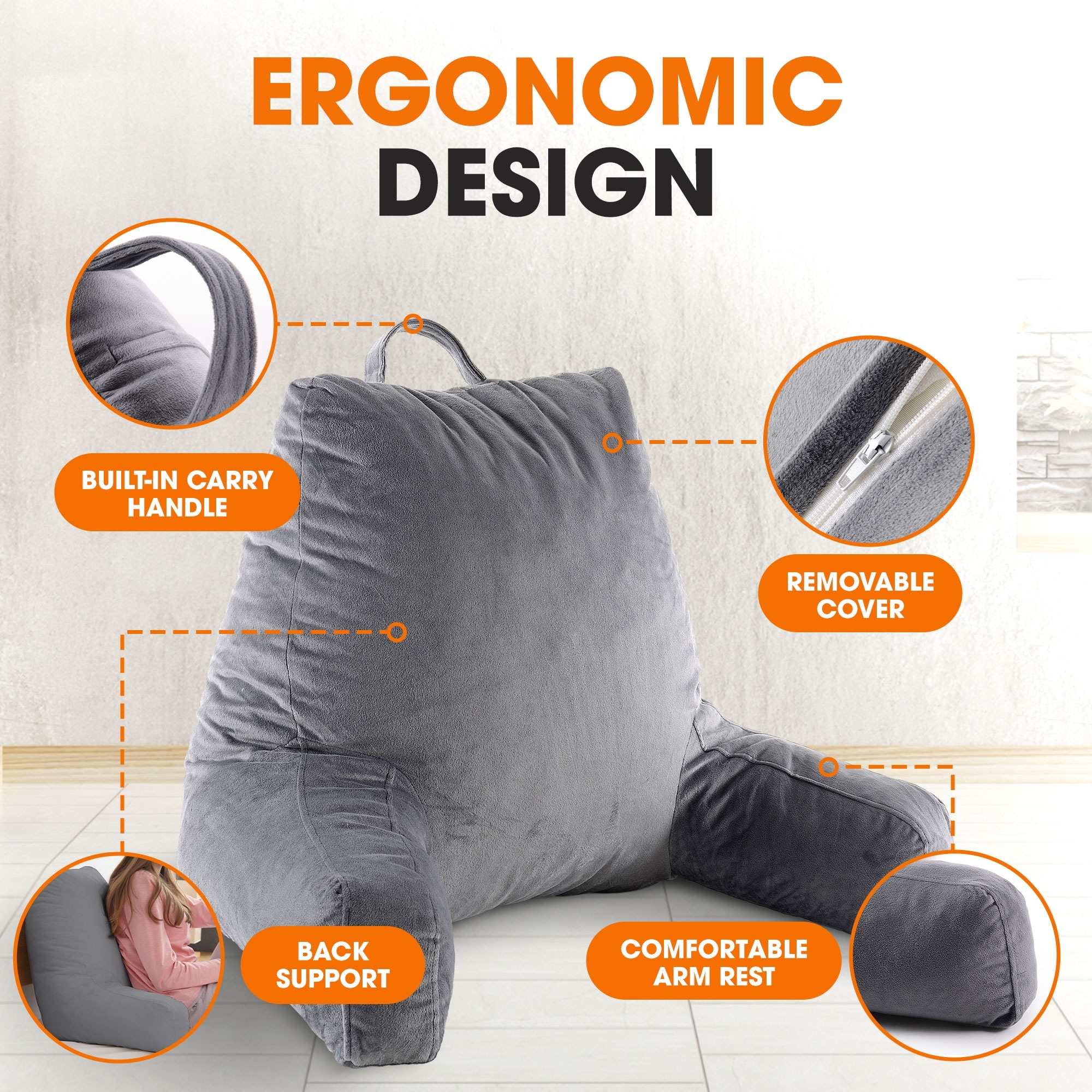 Bed lounge back support pillow for tv and reading outlet