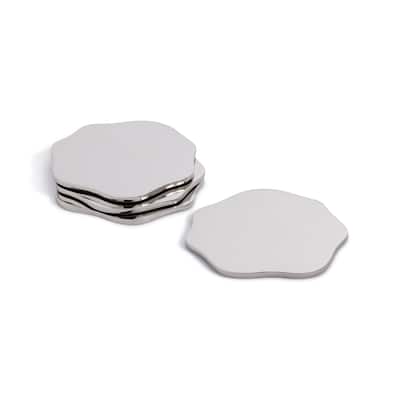 Lina Polished Metal 4.25" Beverage Coasters, Set of 4