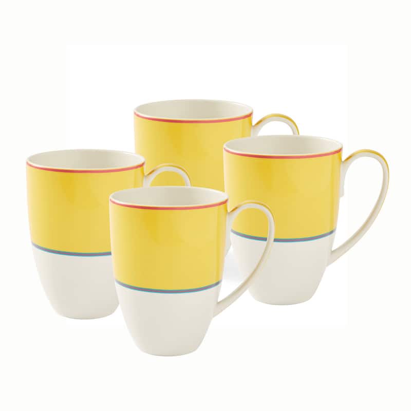 Kit Kemp for Spode Calypso Set of 4 17 Ounce Mugs - Yellow