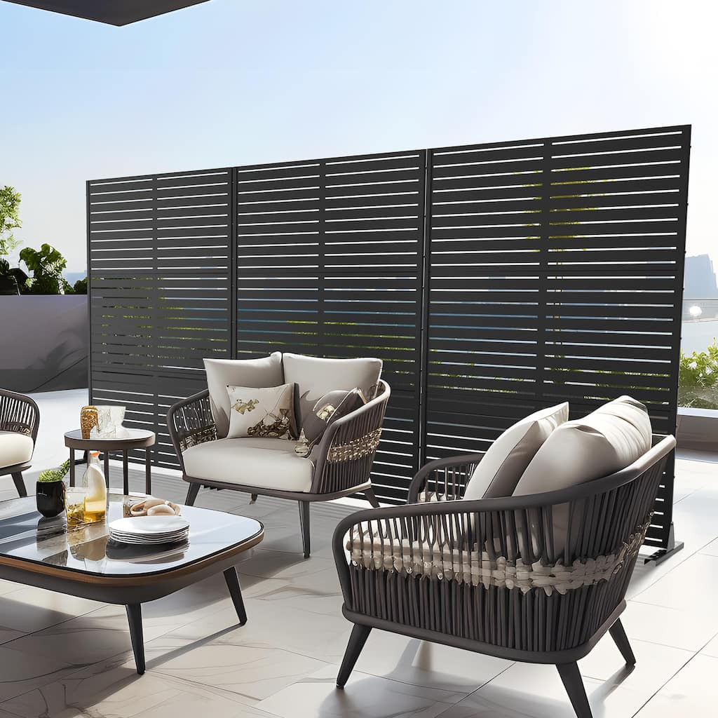 Louvered Metal Privacy Screen Panel Free Standing - 72*47
