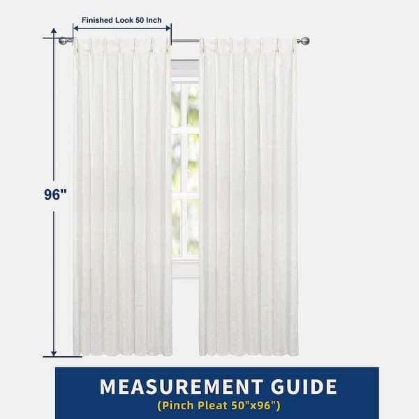 dimension image slide 7 of 8, DriftAway Pinch Pleat Linen Textured Semi Sheer Solid Curtains Back Tabs