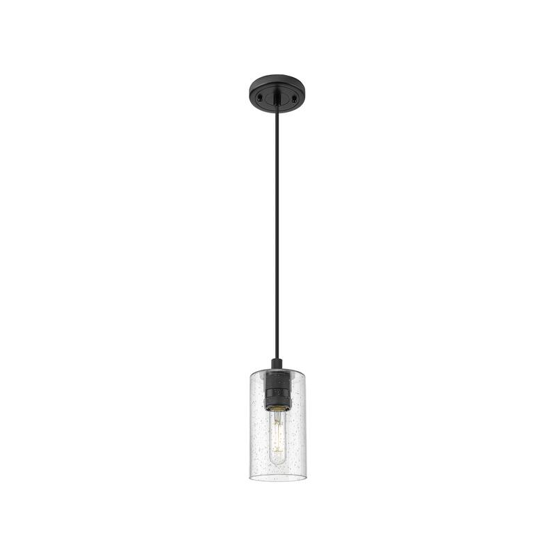 Innovations Lighting Crown Point - 1 Light 7" Cord Hung Pendant - Seedy/Matte Black