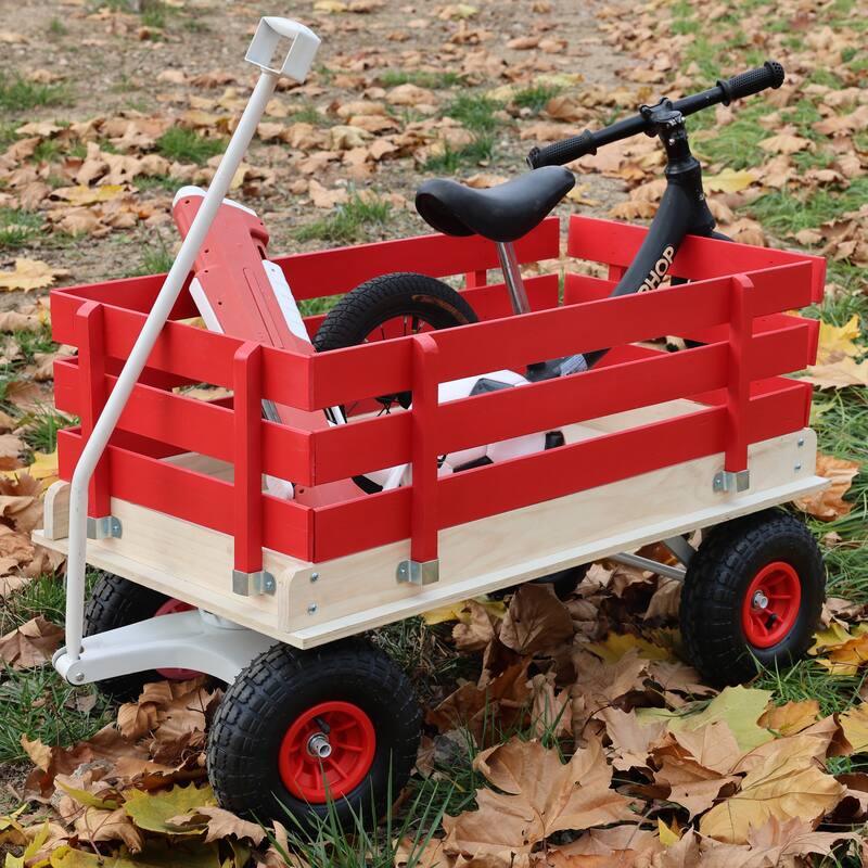 Fresh blue wooden household trolley for children's toy transportation/garden tool cart/outdoor portable trolley