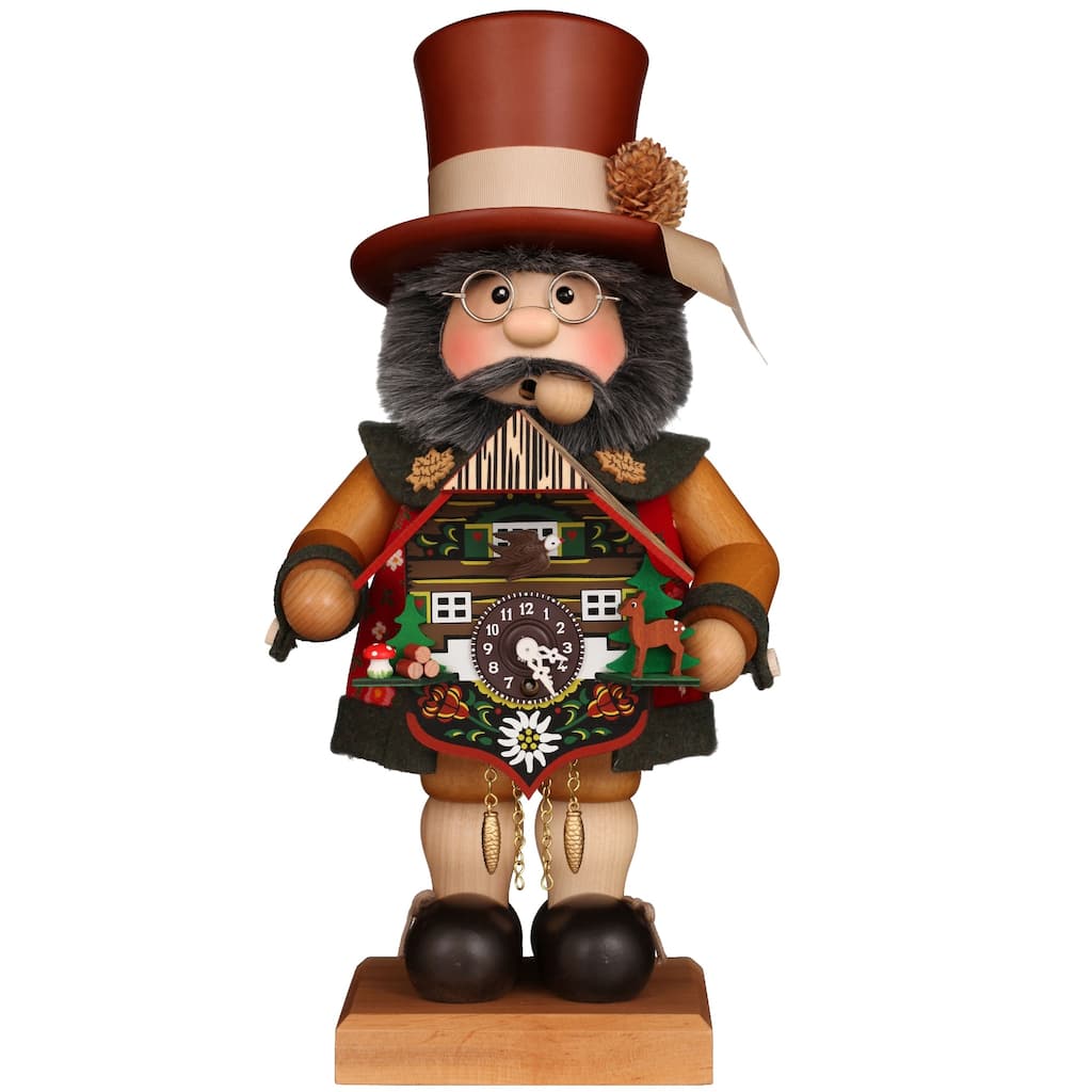 15.5" black forest fellow christmas handcrafted wooden smoker figurine