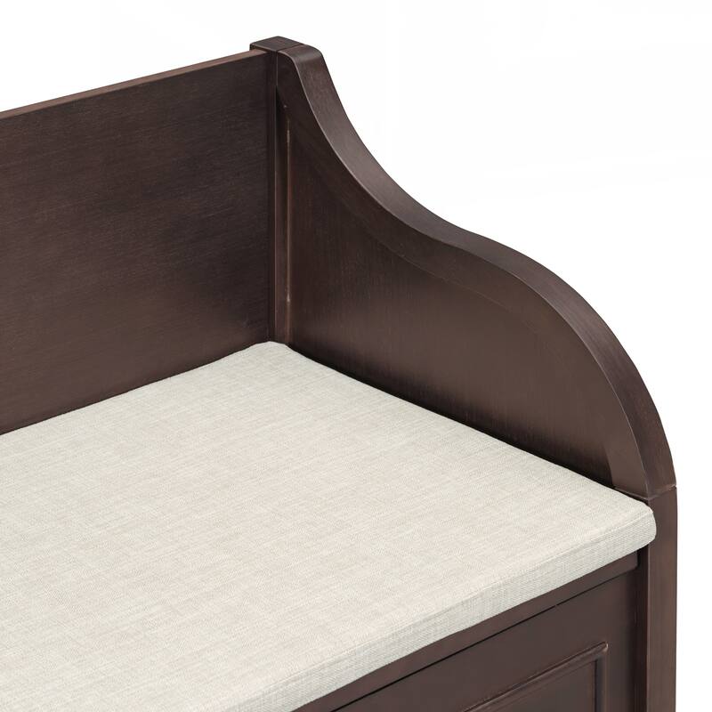 Rustic Style Solid wood Entryway Multifunctional Storage Bench with Safety Hinge