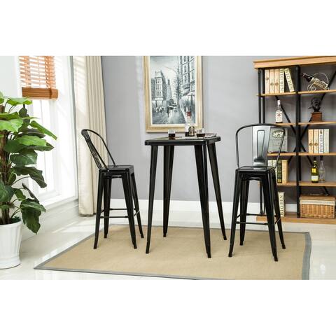 Porthos Home Rust-Resistant Metal Patio Barstool with Back(Set of 2)