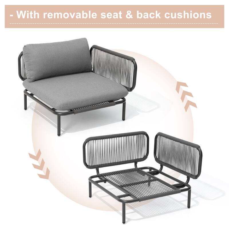 Outdoor Cushioned Sectional Sofa Chat Set Patio Furniture Conversation Set, Free Combination