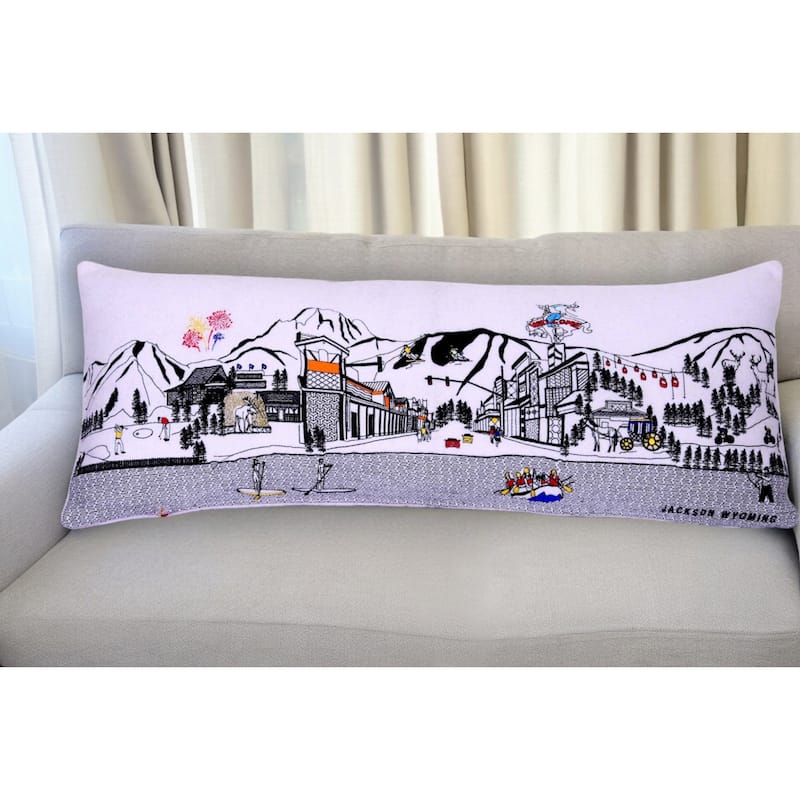 HomeRoots 35" White Jackson Daylight Skyline Lumbar Decorative Pillow