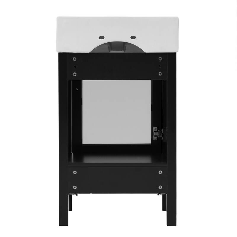 Roomfitters 20" Bathroom Vanity with Ceramic Sink, Compact Storage Cabinet with Soft-Close Door, Ideal for Small Bathrooms,Black