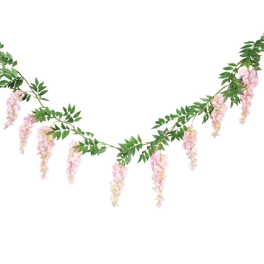 Set of 2 Blush Pink Artificial Wisteria Flower Garland Hanging Vine 6ft - Blush Pink - 72" L x 6" W x 6" DP