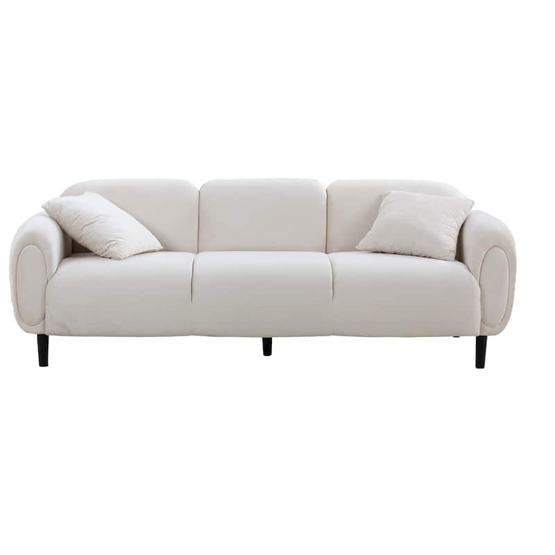 Modern Beige 84in Upholstered Fabric 3-Seater Sofa Couch for Living Room, Bedroom