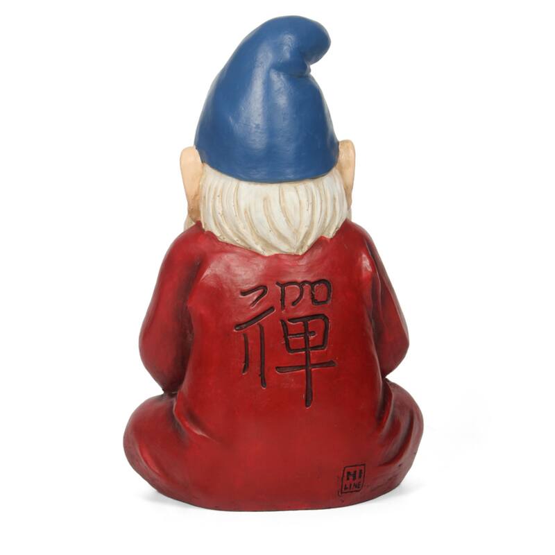 15" Sitting Zen Gnome Outdoor Garden Statue