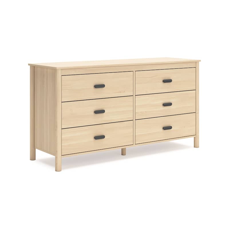 Abis Wide Dresser, 6 Drawers, Metal Handles, Natural Brown, 62 Inch
