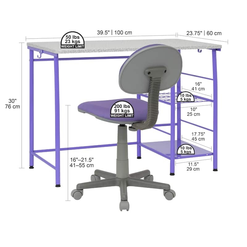 Calico Designs Study Zone II Writing Desk and Chair Set