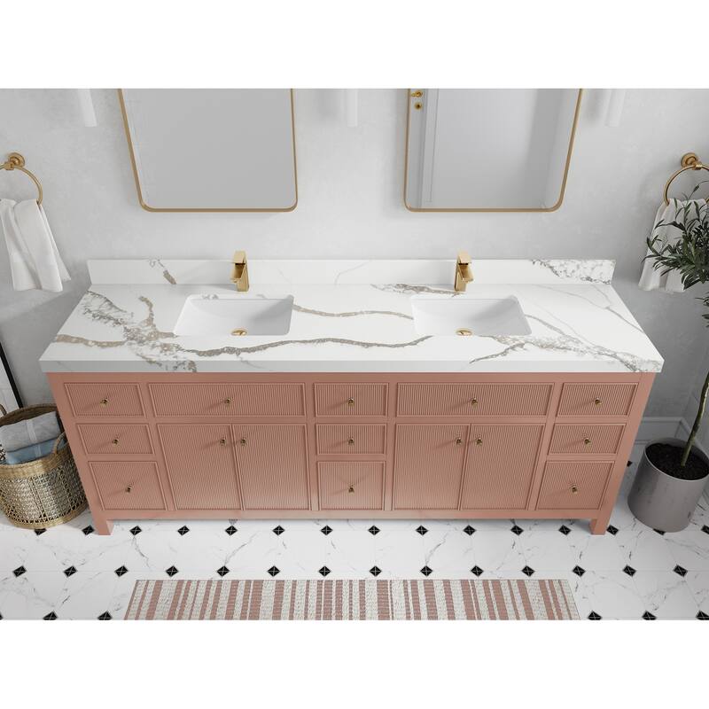 Willow Collections 84 in. W x 22 in. D Sonoma Free Standing Reeded Double Sink Bathroom Vanity with Countertop