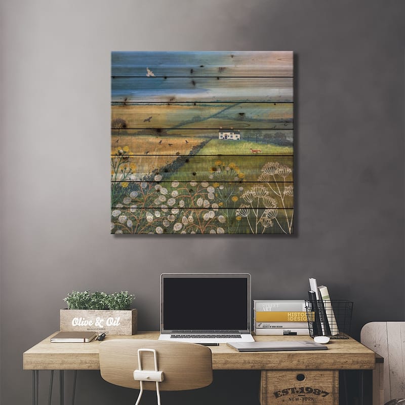 September Fields Print On Wood by Jo Grundy - Multi-Color