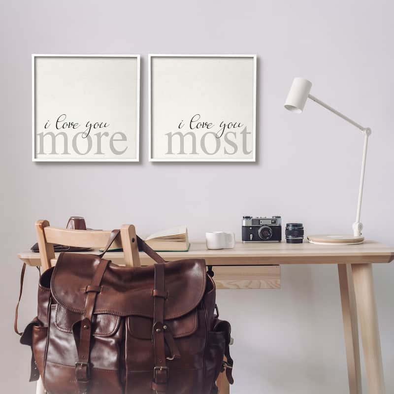 Stupell I Love You More Most Romantic Sentiment Typography 2 Piece Framed Wall Art, Design by Daphne Polselli