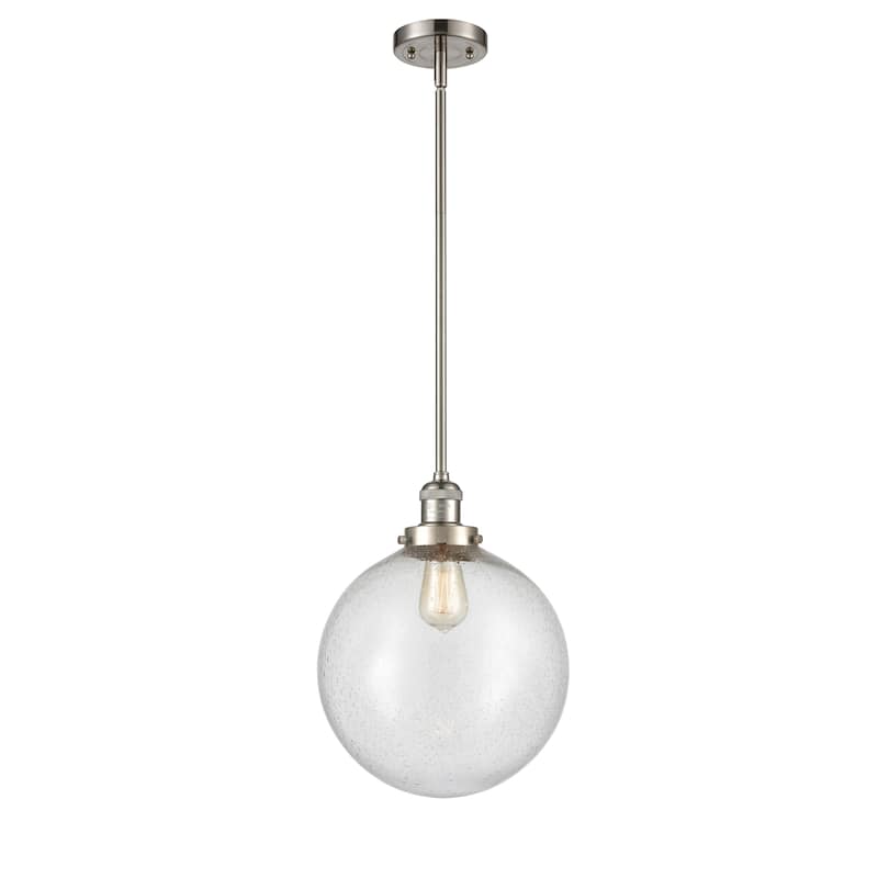 Innovations Lighting Franklin Restoration Beacon - 1 Light 12" Stem Hung Mini Pendant - Seedy/Brushed Satin Nickel